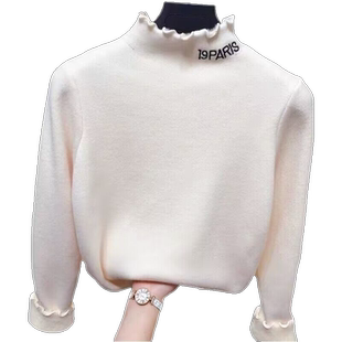 女童加绒打底衫秋冬2025新款中大童保暖半高领儿童内搭T恤上衣潮