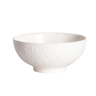 白色环保骨瓷米饭碗 浮雕白瓷餐具陶瓷吃饭碗汤碗家用早餐碗粥碗