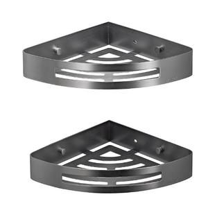 枪灰色免打孔浴室置物架304不锈钢淋浴卫生间厕所转角收纳三角架