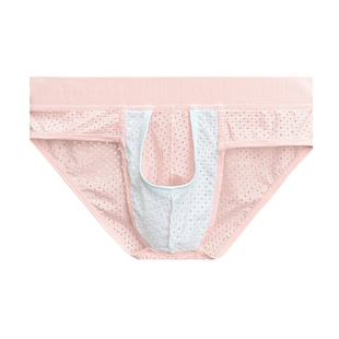 透气网布三角内裤男枪弹分离防阴部潮湿纯棉裆吸汗包臀运动三角裤