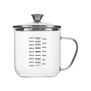 高硼硅玻璃杯耐高温家用食品级喝水杯带把手带盖刻度牛奶咖啡杯子