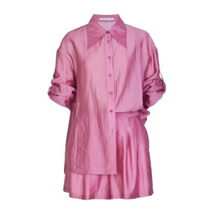 婉甸2025夏新品防晒外套防晒服灰烟粉衬衫式套装两件套1242L07RS4