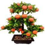 2025新年客厅发财树仿真水果树橘子苹果桃子树盆栽塑料假花摆件