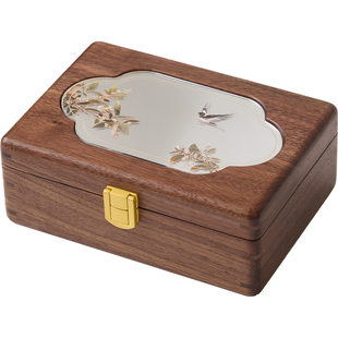 梵瀚 实木首饰收纳盒中式生日新婚三八节妇女礼物木质黄金饰品盒