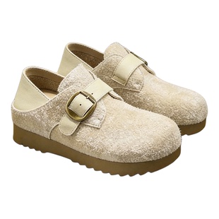 MILLIE'S/妙丽专柜款复古风反绒皮勃肯鞋厚底一脚蹬休闲单鞋