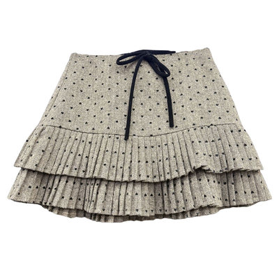 法式复古花边波点半身裙