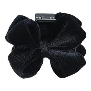 秋冬丝绒蝴蝶结头饰小抓夹女侧边可爱公主头圣诞刘海小发夹增发量