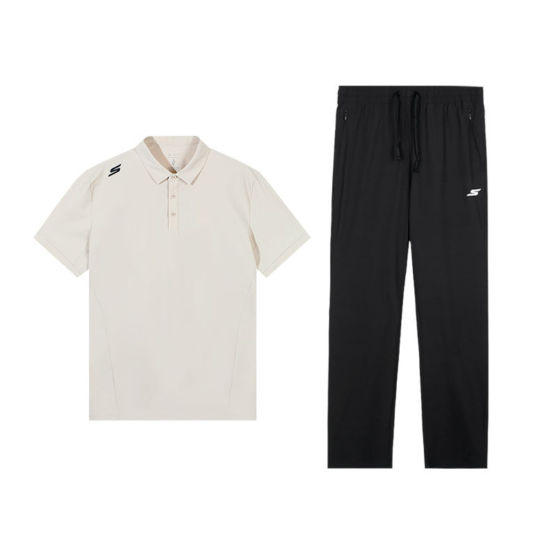 斯凯奇速干运动套装男POLO衫短袖