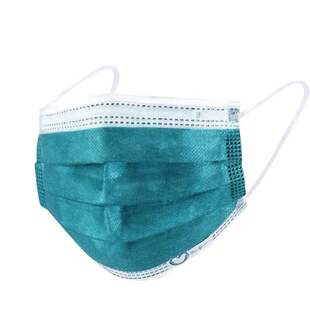 福泽龙普元一次性医用外科医疗口罩四层防护墨绿色医护灭菌50只装