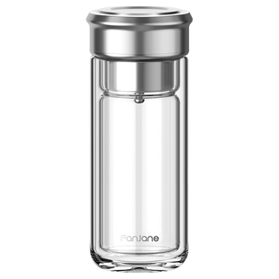 繁简双层玻璃水杯男2025新款茶水分离杯带盖家用耐高温泡茶杯专用