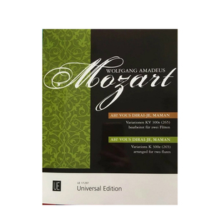 莫扎特 小星星变奏曲KV300e 265 双长笛 维也纳乐谱 Mozart Variations on the French Song Ah vous dirai-je Maman UE17297