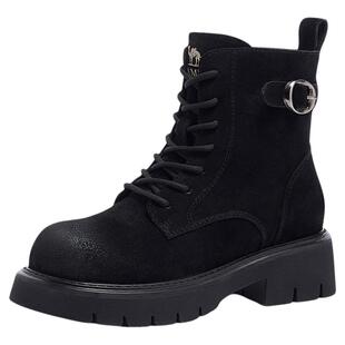 骆驼女鞋2025秋冬时尚粗跟时装靴日常骆驼马丁靴增高短靴