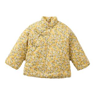 宝宝手工棉花棉衣中国风儿童加厚纯棉花棉袄女童冬衣碎花棉服秋冬