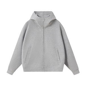 秋冬400g重磅液态棉潮牌高帽拉链外套男女同款连帽薄款开衫卫衣