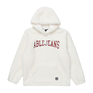 ABLE JEANS 新款宽松连帽美式复古仿羊羔绒卫衣摇粒绒男女同款