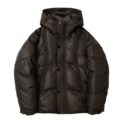 新款男士真皮羽绒服连帽短款皮衣