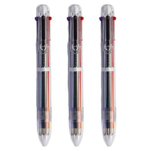 多色圆珠笔6色多功能按压式彩色笔多色笔合一中性笔做笔记专用蓝色黑色红色多颜色多彩笔一体五色七彩笔油笔