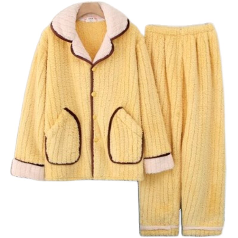 睡衣女冬季珊瑚绒加厚加绒三层夹棉超厚拉链可外穿冬天家居服套装