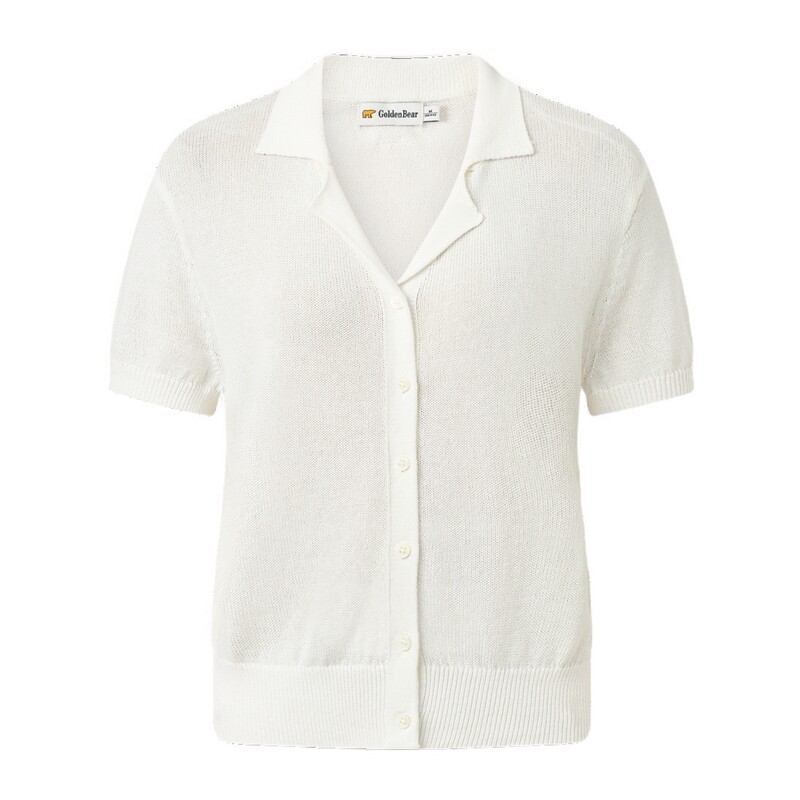 【夏季新品】GOLDEN BEAR/金熊2026女士古巴领和纸纱短袖针织开衫
