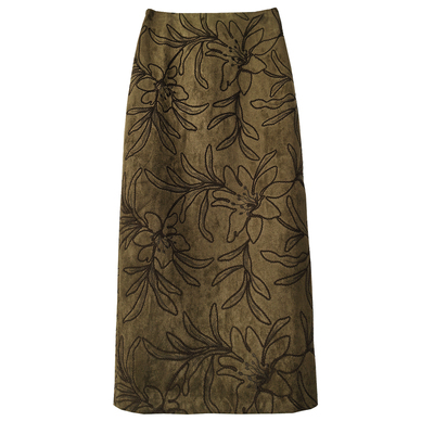 鹿皮绒重工刺绣半身裙包臀直筒裙