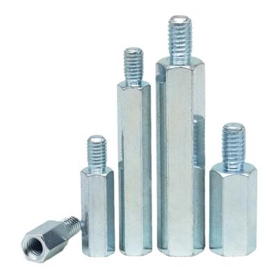 蓝锌单头六角螺柱连接柱铁柱