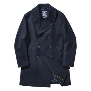 秋冬进口澳洲羊毛海军PEA-COAT复古绅士双排扣中长剑桥大衣