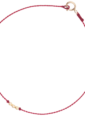 18k牛年超细手链情侣金珠小红绳