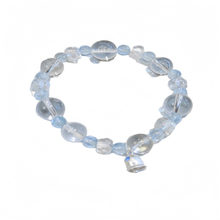 朱小珠原创【黄金万两】天然蓝托帕石白水晶手串纯银女款单圈手链