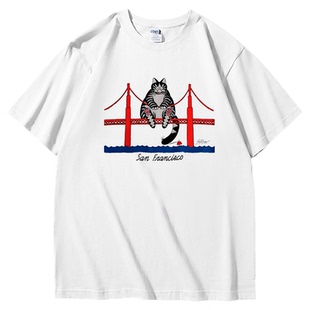 高司令同款旧金山大桥猫咪拯救计划周边｜高克重磅短袖t恤衣服