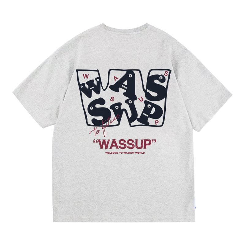 WASSUP趣味字母短袖T恤男女潮牌