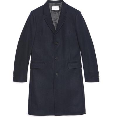 SANDRO经典款棉羊毛混纺英伦大衣