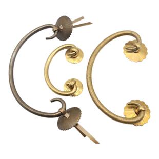 古典抽屉衣柜门铜质元宝拉手仿古铜家具拉手中式简洁黄铜牛角拉手