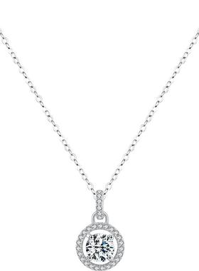 摩典925银超闪1克拉莫桑钻项链