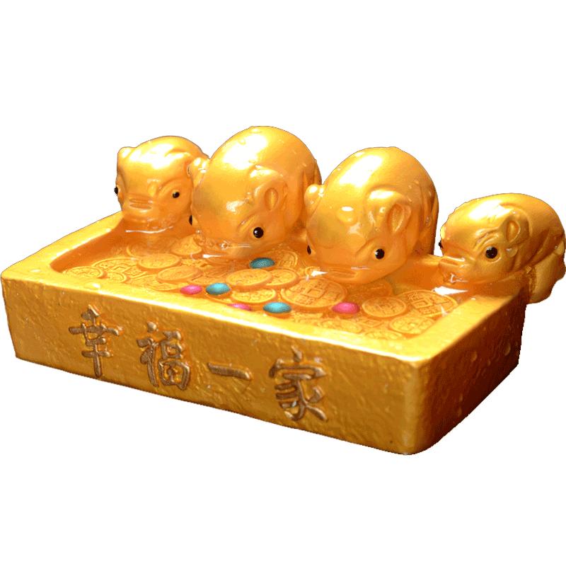 喝水小猪变色茶宠生肖猪茶玩摆件