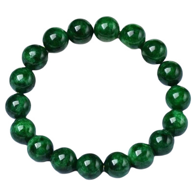 仿深绿翡翠干青玉髓手链迷你小珠子单圈缅甸石英岩复古名族风手串