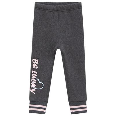 moomoo童装女童休闲裤秋冬时尚拼接罗纹打底裤女童打底裤保暖裤子