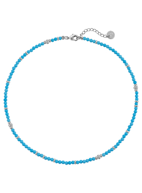 飒米原矿绿松石925银串珠项链新中式小众贵气秋冬锁骨链可调节