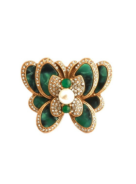 新中式宫廷风轻奢镶钻时尚戒指珍珠小众设计感蝴蝶气质大气饰品