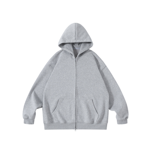 wtmp秋季新款重磅400G纯色拉链开衫外套男女宽松质感抗皱连帽卫衣