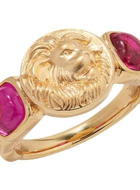 狮子红宝石戒指轻奢时尚女