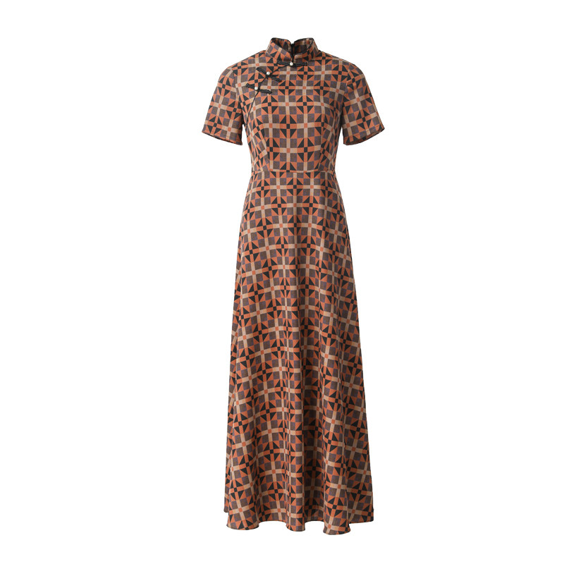 新中式国风连衣裙改良旗袍女夏季2026新款奢华气质收腰超长裙1978