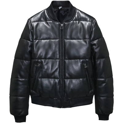 女士短款头层绵羊真皮羽绒防寒服