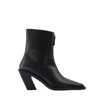 Elleme Eclair Zipper 皮质高跟尖头切尔西靴黑色英伦时装靴裸靴