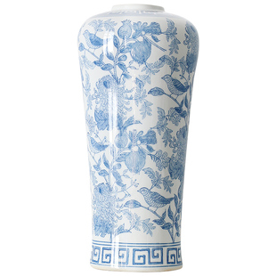 清汤卧果法式中古花瓶水培鲜花客厅大气高级感蓝色陶瓷装饰摆件