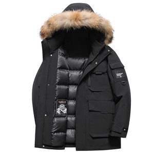 雪中飞2025冬季毛大领连帽羽绒服