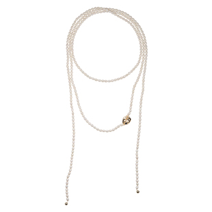 CHEZ LOOPS天然淡水珍珠项链 小米珠长链叠戴锁骨链可拆多用颈链