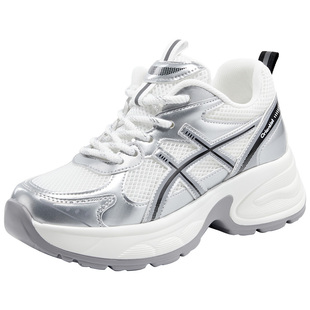 大东女鞋老爹鞋2025秋季新款运动休闲鞋网面透气厚底增高鞋女单鞋