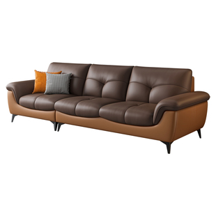 真皮沙发客厅简约现代轻奢头层牛皮三人位四人位小户型直排一字型