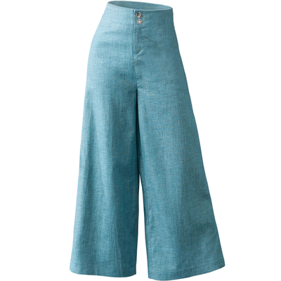 新款棉麻彩色中年收腹九分大脚裤