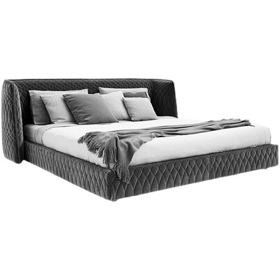 设计师redondo 现代简约轻奢丝绒网红样板间床双人床布艺皮艺大床